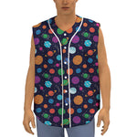 Doodle Planets Pattern Print Sleeveless Baseball Jersey
