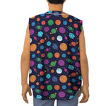 Doodle Planets Pattern Print Sleeveless Baseball Jersey