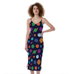 Doodle Planets Pattern Print Slim Fit Midi Cami Dress