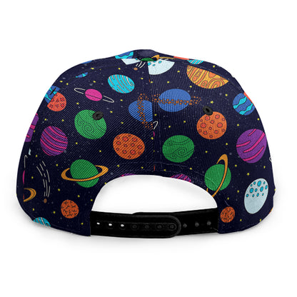 Doodle Planets Pattern Print Snapback Cap
