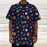 Doodle Planets Pattern Print Textured Short Sleeve Shirt
