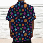 Doodle Planets Pattern Print Textured Short Sleeve Shirt