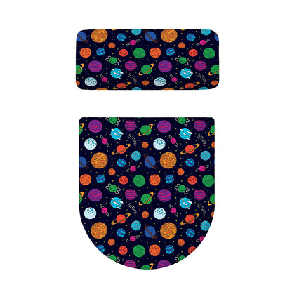 Doodle Planets Pattern Print Toilet Lid And Tank Cover Set