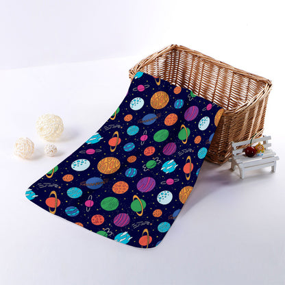 Doodle Planets Pattern Print Towel