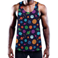 Doodle Planets Pattern Print Men's Workout Tank Top