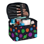 Doodle Planets Pattern Print Travel Makeup Bag
