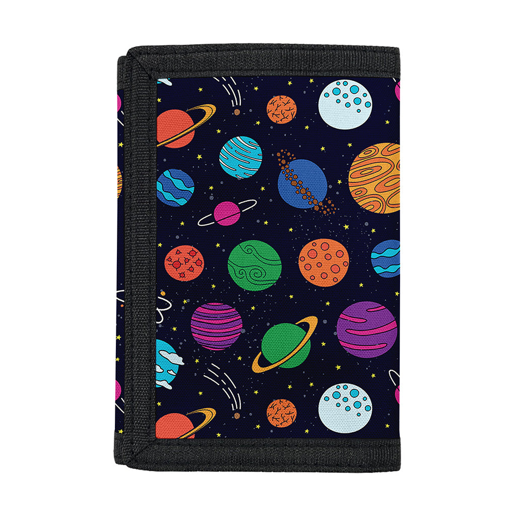 Doodle Planets Pattern Print Trifold Wallet