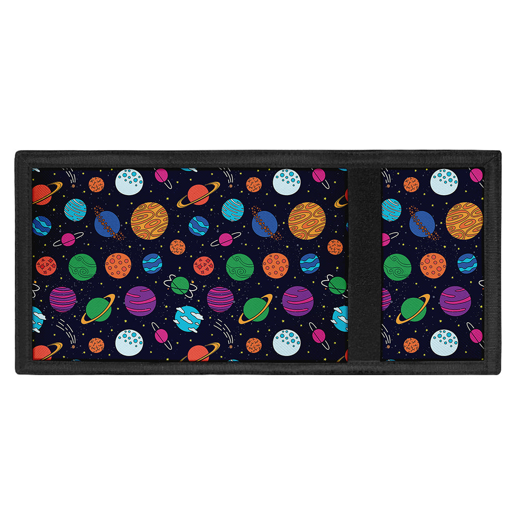 Doodle Planets Pattern Print Trifold Wallet