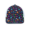 Doodle Planets Pattern Print White Mesh Trucker Hat