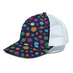 Doodle Planets Pattern Print White Mesh Trucker Cap