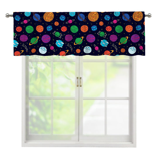 Doodle Planets Pattern Print Window Valance