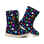 Doodle Planets Pattern Print Winter Boots