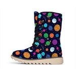 Doodle Planets Pattern Print Winter Boots
