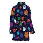 Doodle Planets Pattern Print Women's Bathrobe