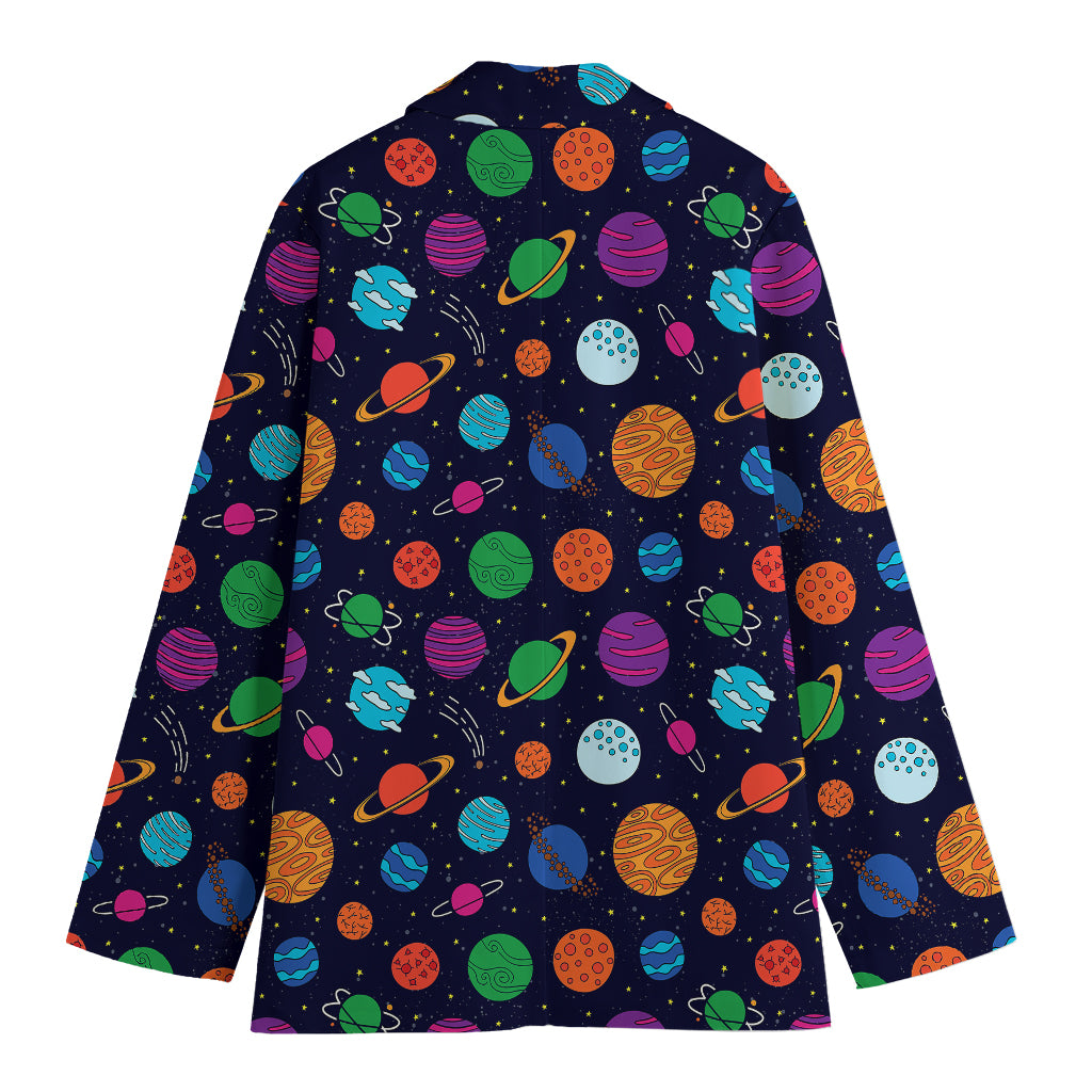 Doodle Planets Pattern Print Women's Blazer
