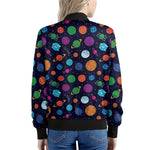 Doodle Planets Pattern Print Women's Bomber Jacket