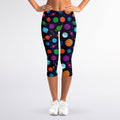 Doodle Planets Pattern Print Women's Capri Leggings