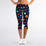 Doodle Planets Pattern Print Women's Capri Leggings