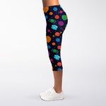 Doodle Planets Pattern Print Women's Capri Leggings
