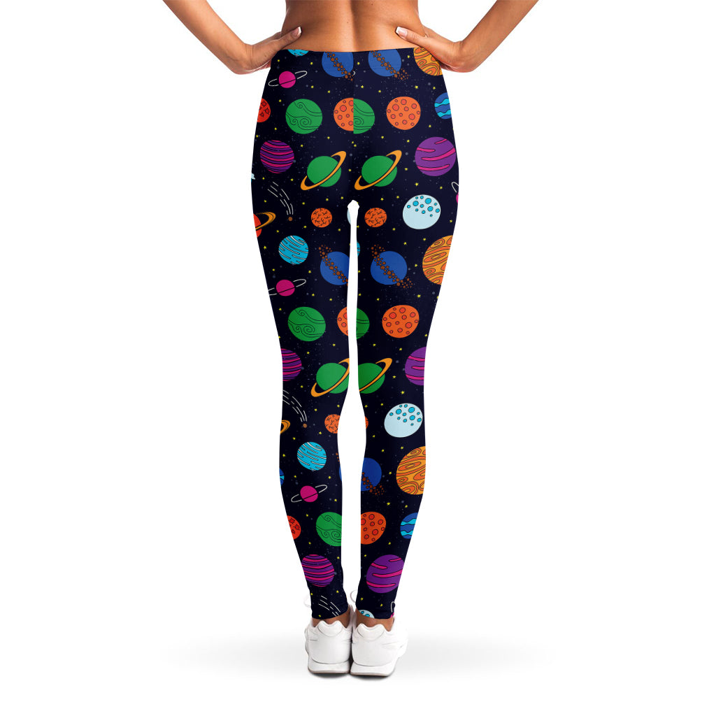 Doodle Planets Pattern Print Women's Leggings
