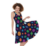 Doodle Planets Pattern Print Women's Sleeveless Dress