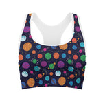 Doodle Planets Pattern Print Women's Sports Bra