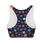 Doodle Planets Pattern Print Women's Sports Bra