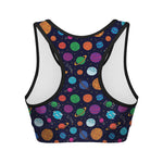 Doodle Planets Pattern Print Women's Sports Bra