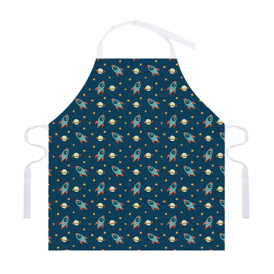 Doodle Rocket Pattern Print Adjustable Apron