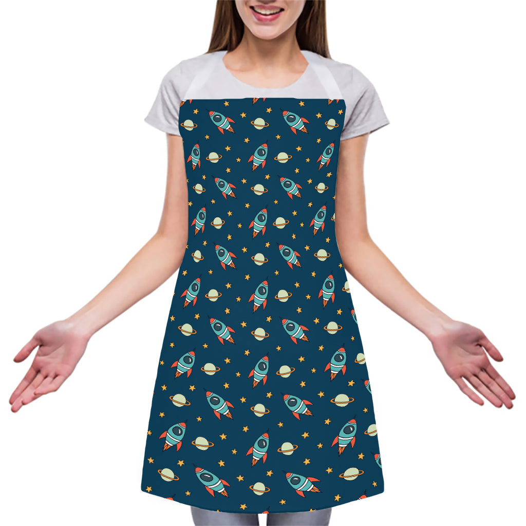 Doodle Rocket Pattern Print Adjustable Apron