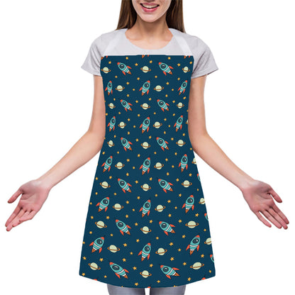 Doodle Rocket Pattern Print Adjustable Apron