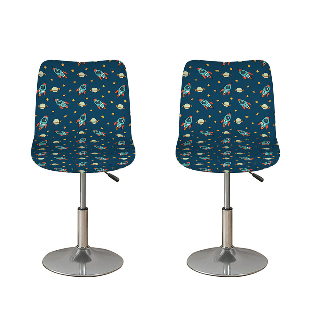 Doodle Rocket Pattern Print Bar Stool Covers