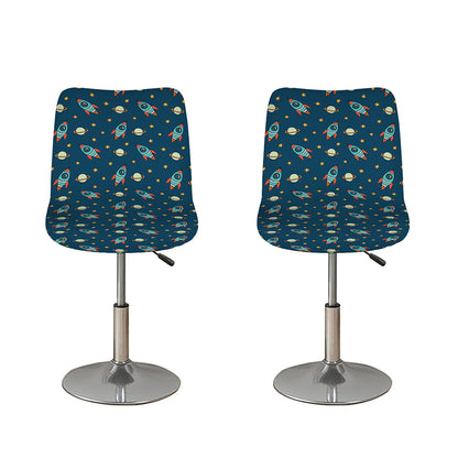Doodle Rocket Pattern Print Bar Stool Covers