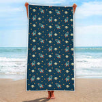 Doodle Rocket Pattern Print Beach Towel