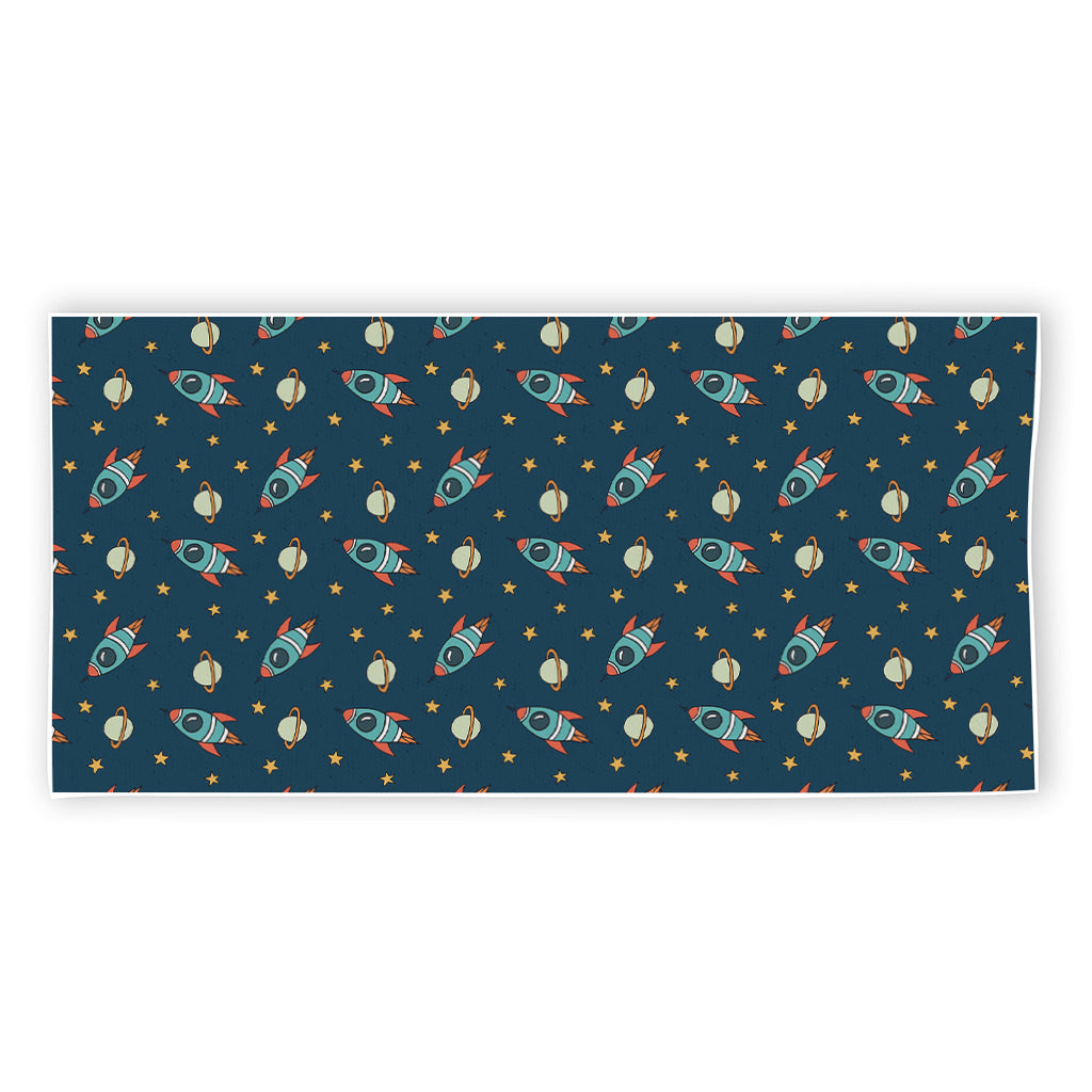 Doodle Rocket Pattern Print Beach Towel