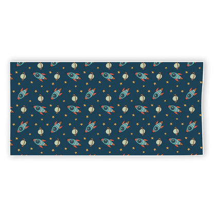 Doodle Rocket Pattern Print Beach Towel