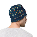 Doodle Rocket Pattern Print Beanie