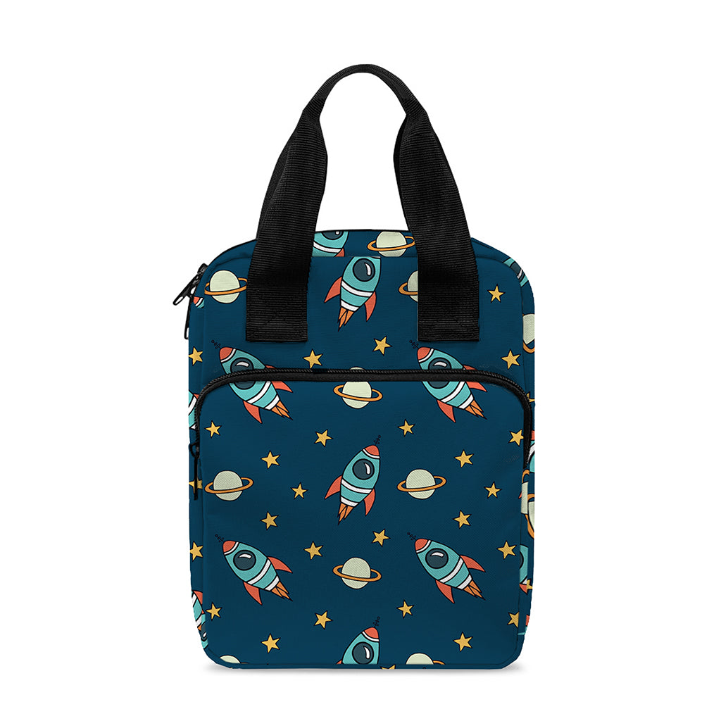 Doodle Rocket Pattern Print Bible Tote Bag