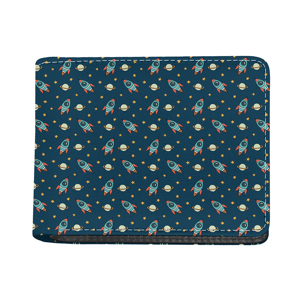Doodle Rocket Pattern Print Bifold Wallet