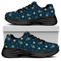 Doodle Rocket Pattern Print Black Chunky Shoes
