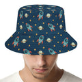 Doodle Rocket Pattern Print Bucket Hat