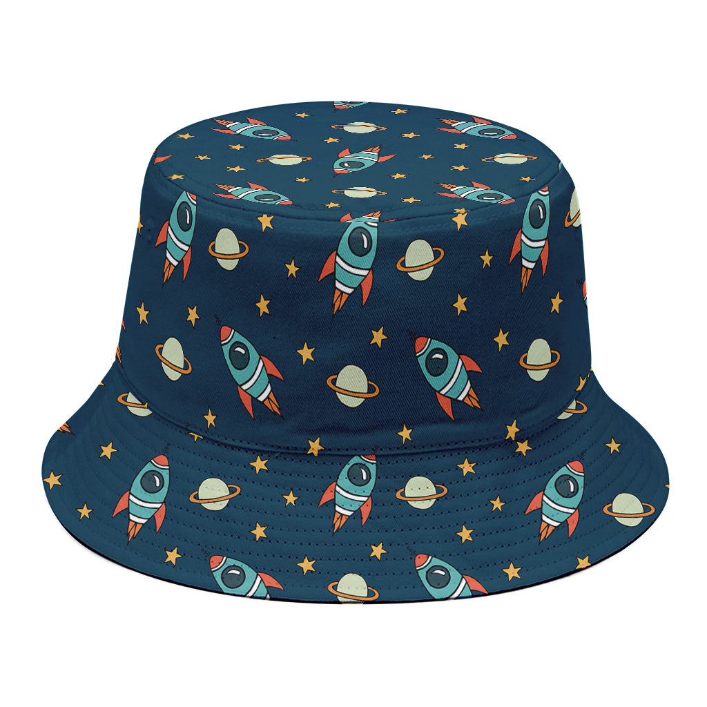 Doodle Rocket Pattern Print Bucket Hat