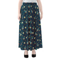 Doodle Rocket Pattern Print Chiffon Maxi Skirt