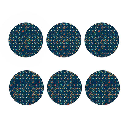 Doodle Rocket Pattern Print Coaster Set