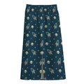 Doodle Rocket Pattern Print Cotton Front Slit Maxi Skirt