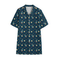 Doodle Rocket Pattern Print Cotton Hawaiian Shirt