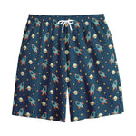 Doodle Rocket Pattern Print Cotton Shorts