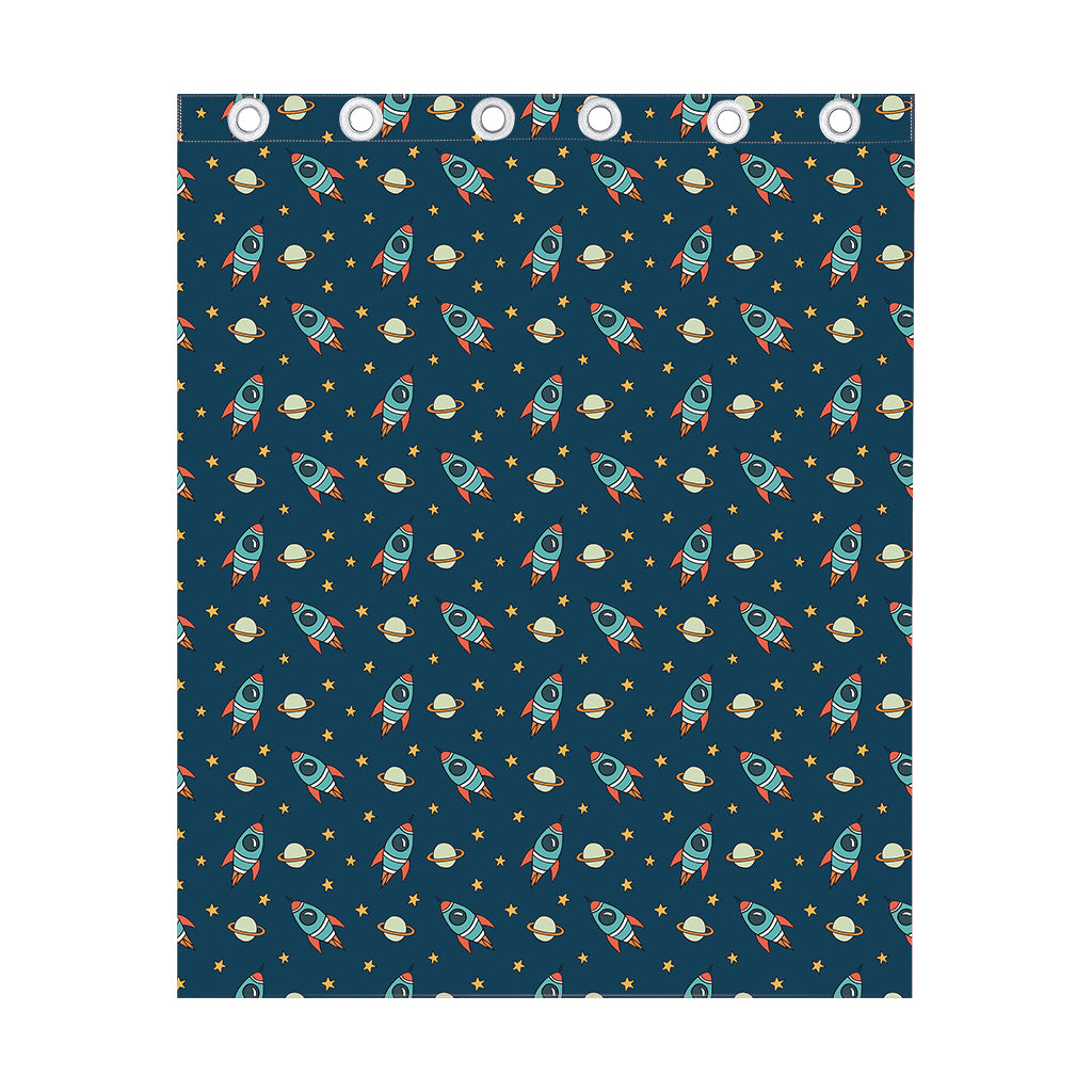 Doodle Rocket Pattern Print Curtain
