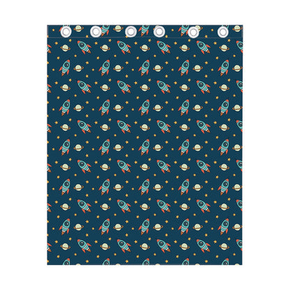 Doodle Rocket Pattern Print Curtain