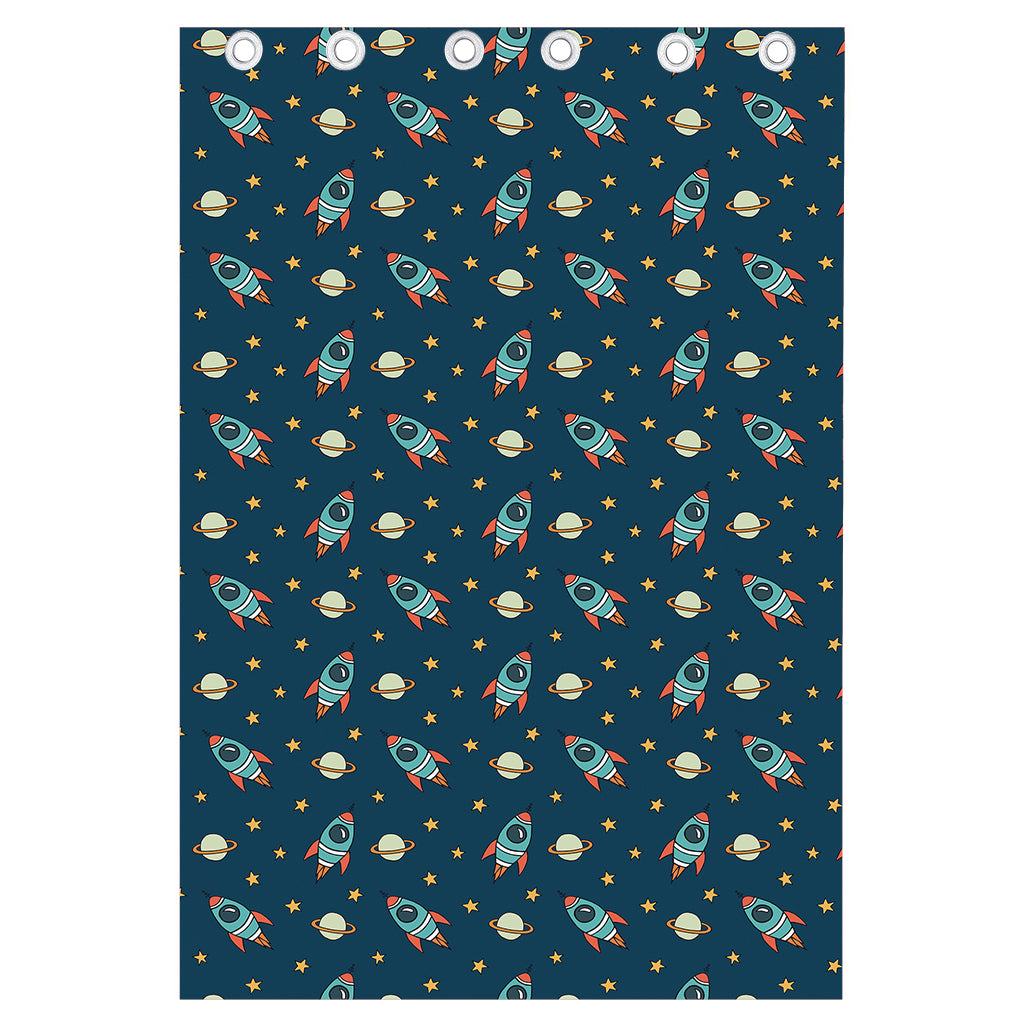 Doodle Rocket Pattern Print Curtain